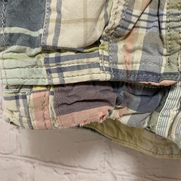 Vintage Hollister Hawaiian Pastel Madras Cargo Shorts Size 33 - Picture 6 of 9